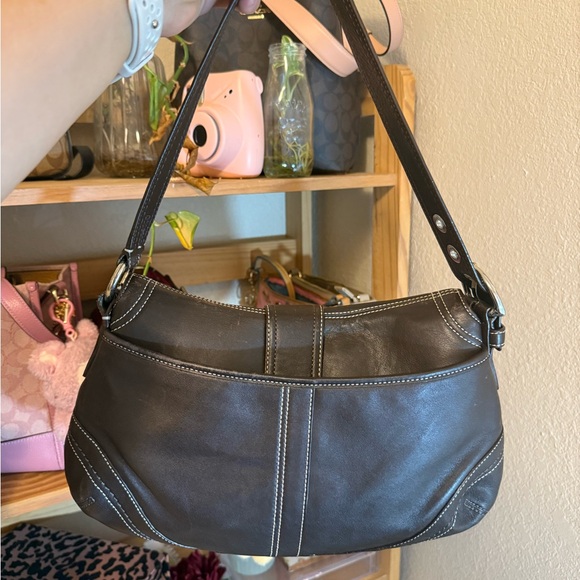 Coach Dark Brown Leather Shoulder Bag - Picture 2 of 9